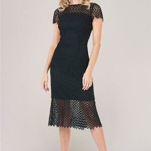 Kay Unger Black Midi Lace Dress